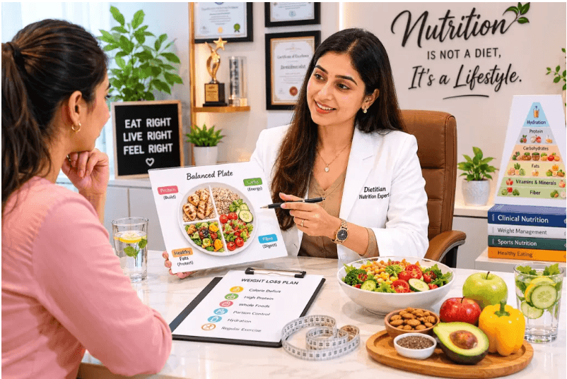 Professional dietician reviewing nutrition plan